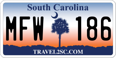 SC license plate MFW186