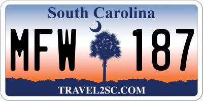 SC license plate MFW187