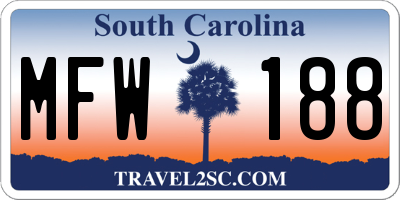 SC license plate MFW188