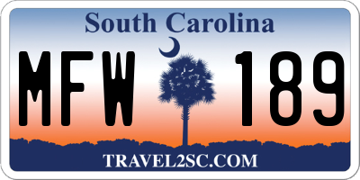 SC license plate MFW189