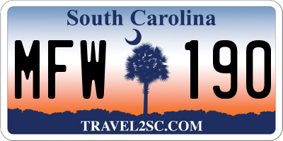 SC license plate MFW190
