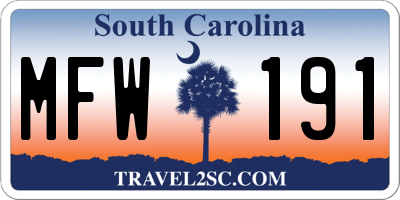 SC license plate MFW191