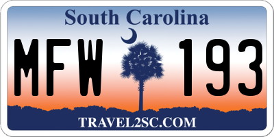 SC license plate MFW193