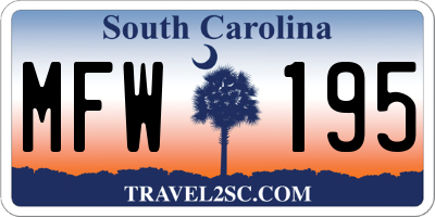 SC license plate MFW195