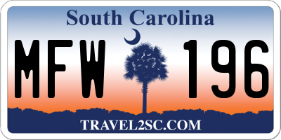 SC license plate MFW196