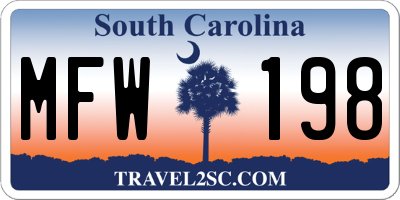 SC license plate MFW198