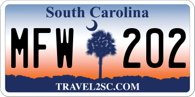 SC license plate MFW202