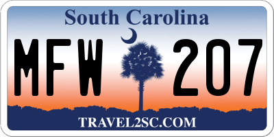 SC license plate MFW207