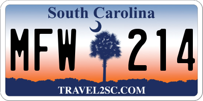 SC license plate MFW214