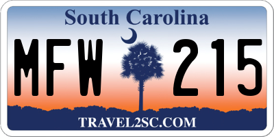 SC license plate MFW215