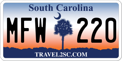 SC license plate MFW220