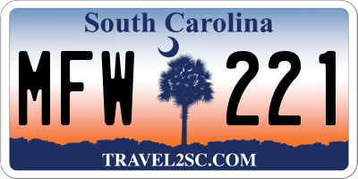 SC license plate MFW221