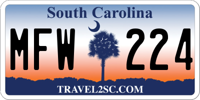 SC license plate MFW224