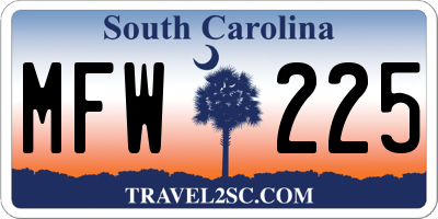 SC license plate MFW225