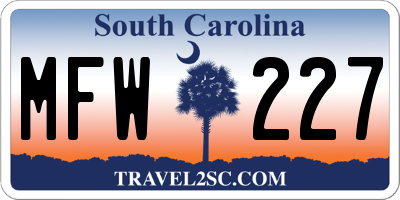 SC license plate MFW227