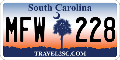 SC license plate MFW228