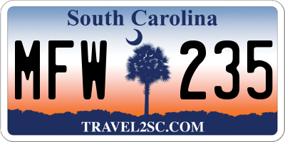 SC license plate MFW235