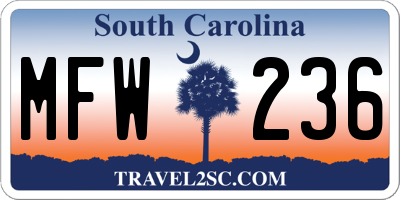 SC license plate MFW236