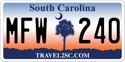 SC license plate MFW240