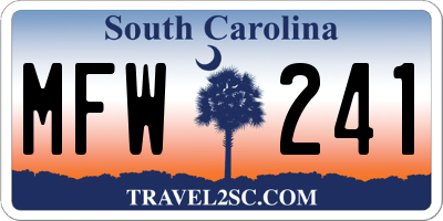 SC license plate MFW241