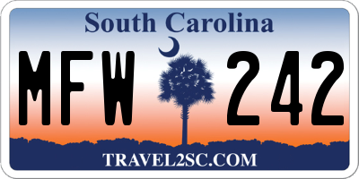 SC license plate MFW242