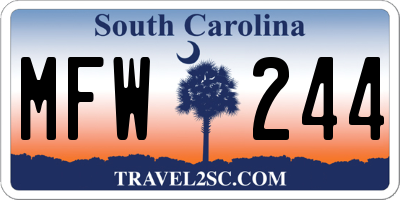 SC license plate MFW244