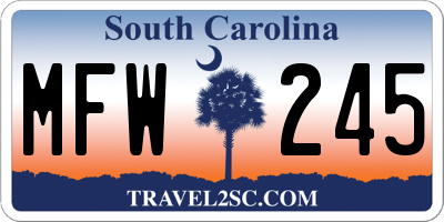 SC license plate MFW245