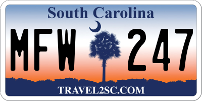 SC license plate MFW247