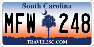 SC license plate MFW248