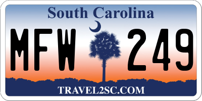SC license plate MFW249