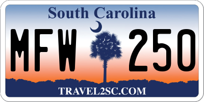 SC license plate MFW250