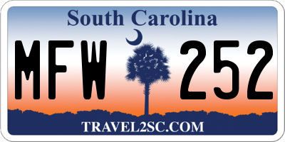 SC license plate MFW252