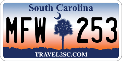 SC license plate MFW253