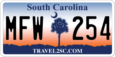 SC license plate MFW254