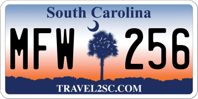 SC license plate MFW256