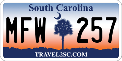 SC license plate MFW257
