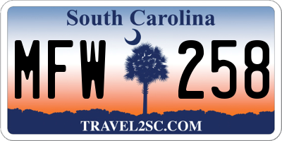 SC license plate MFW258