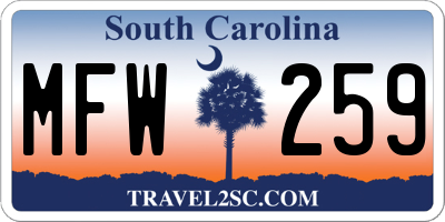 SC license plate MFW259