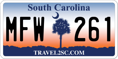 SC license plate MFW261