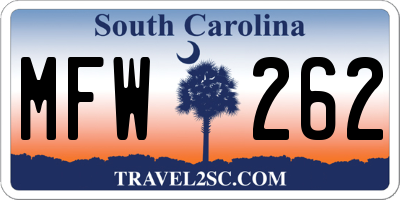 SC license plate MFW262