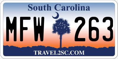 SC license plate MFW263