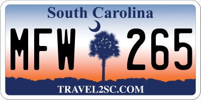 SC license plate MFW265