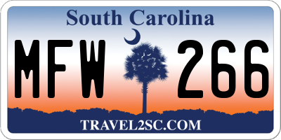SC license plate MFW266