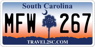 SC license plate MFW267