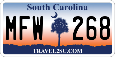 SC license plate MFW268