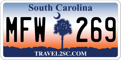 SC license plate MFW269