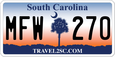 SC license plate MFW270