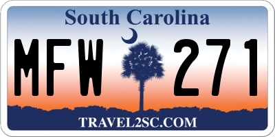 SC license plate MFW271