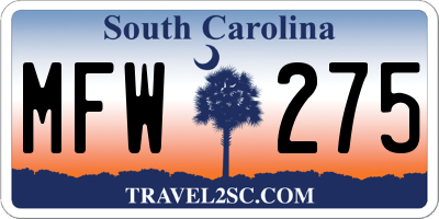 SC license plate MFW275