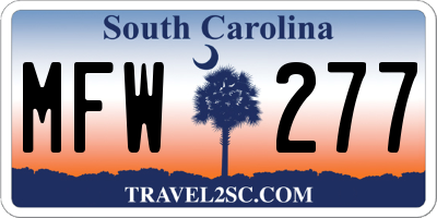 SC license plate MFW277